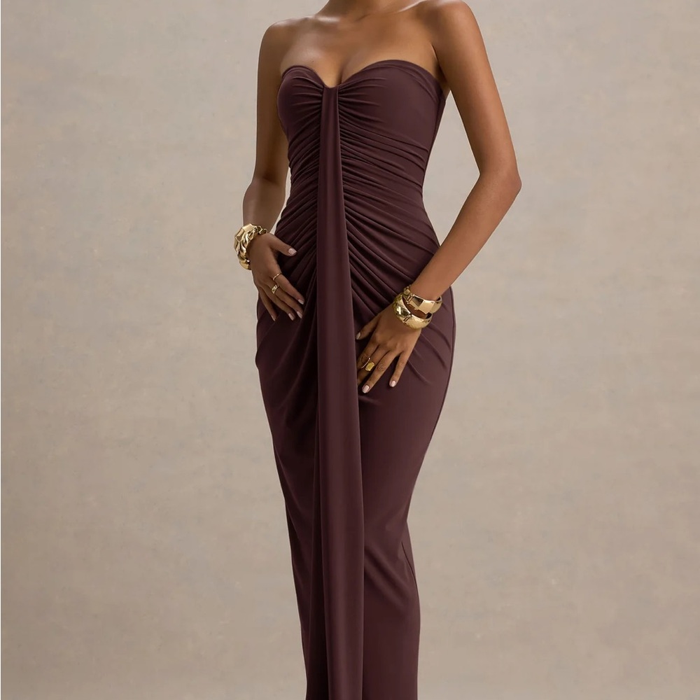 Club L London Strapless Chocolate Dress
